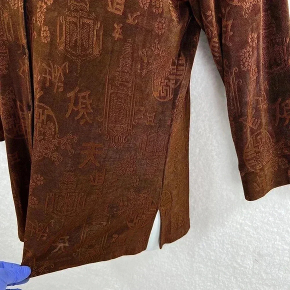 Chicos Travelers Large Mandarin Collar Shirt Vacation Gypsy Boho Thanksgiving - Picture 8 of 14